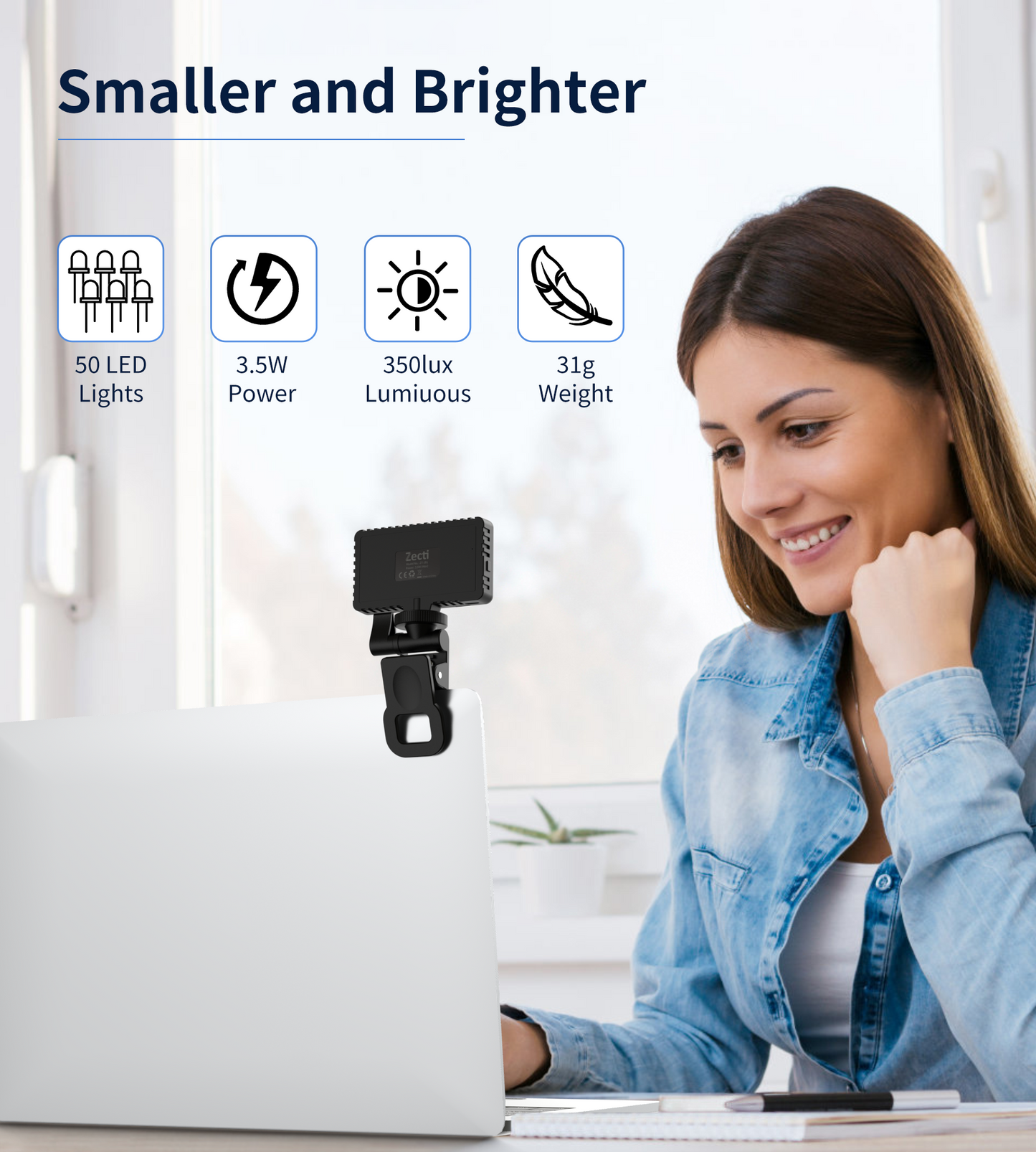 Small Selfie Light, Phone Light with Metal Hotshoe and Clip,40 LED Portable Rechargeable Single Color Video Light for Phones,iPhone, Laptops and Cameras, Selfie, Video Conference, TikTok