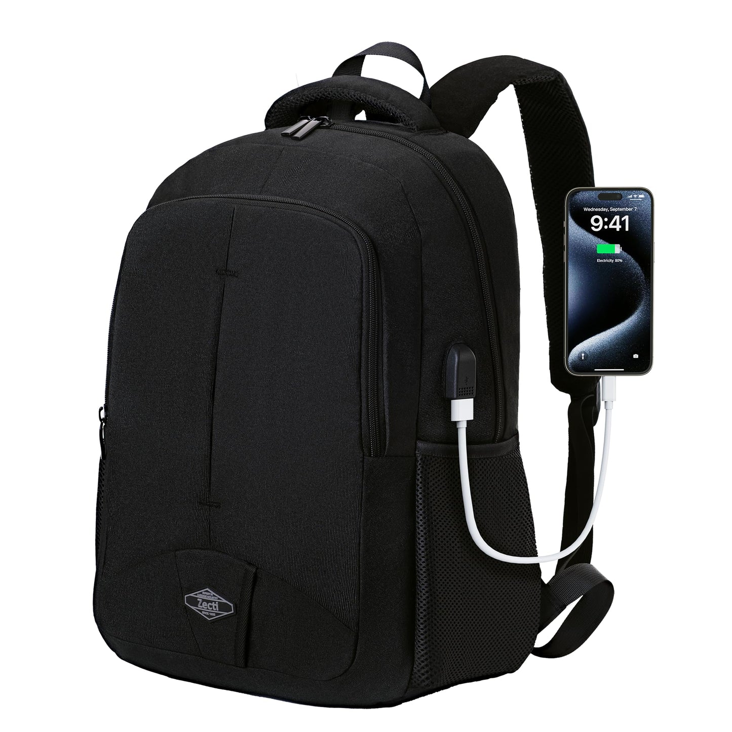 Travel Laptop Backpack for Men Women Durable Carry on Backpack for Work, Travel, College Bookbag or Laptop Bookbag with USB Charging Hole, Water Resistant, Large Capacity