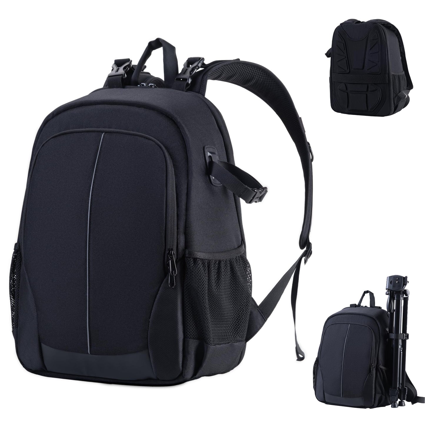 Camera Backpack Professional Camera Bag Waterproof Canvas Photography Backpack with Front Hard Shell&Laptop Compartment&Tripod Holder&Rain Cover Compatible with Canon/Nikon/Sony