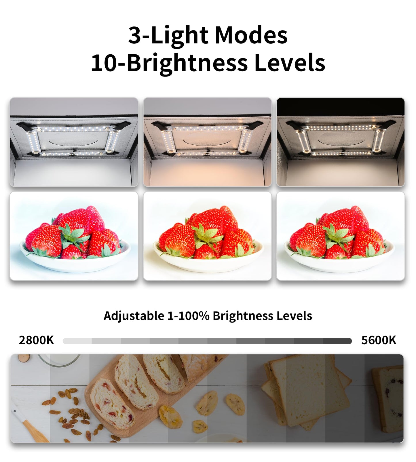 Photo Box Lightbox, Adjustable Color Temperature & Brightness Light Box Photography, Folding Portable Photography Shooting Tent, 6 Colors Backdrops, CRI97+