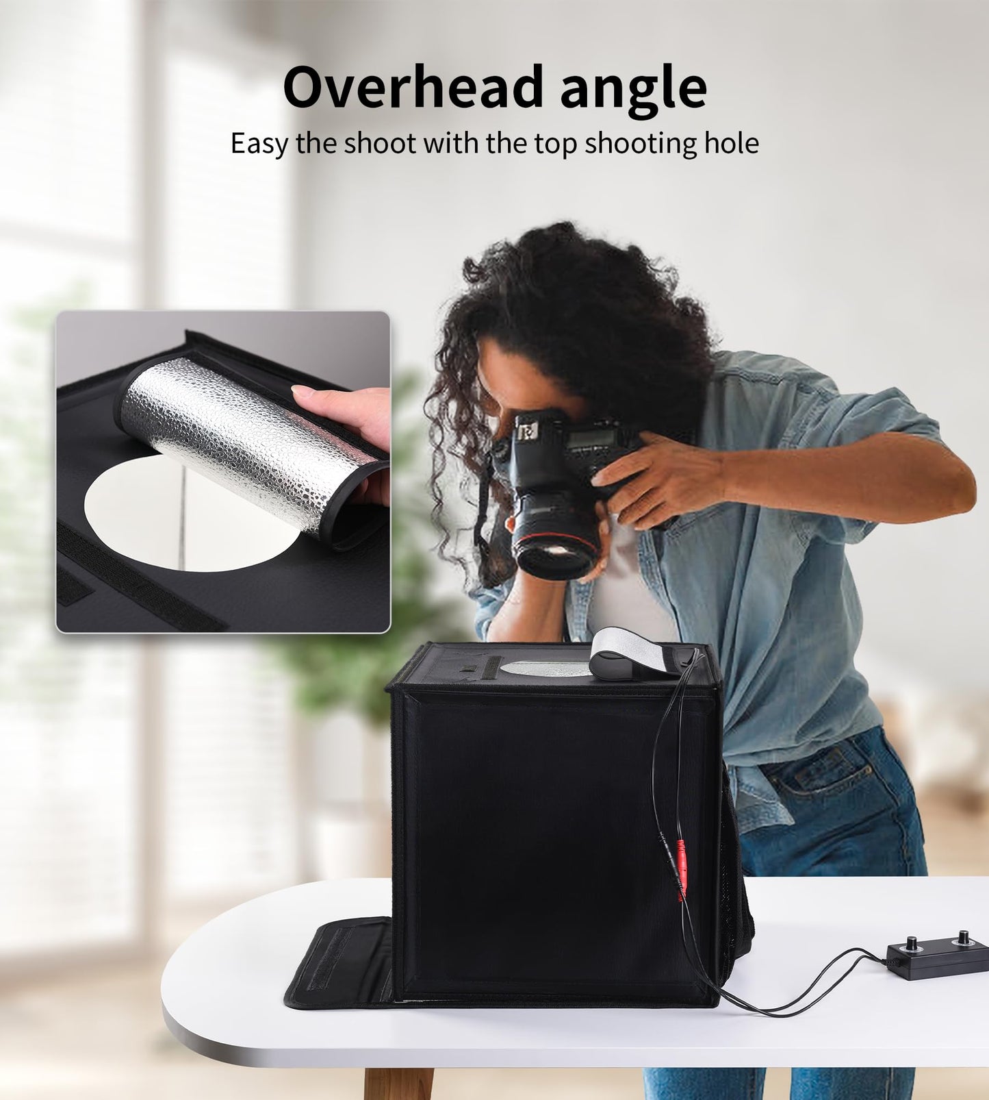 Photo Box Lightbox, Adjustable Color Temperature & Brightness Light Box Photography, Folding Portable Photography Shooting Tent, 6 Colors Backdrops, CRI97+