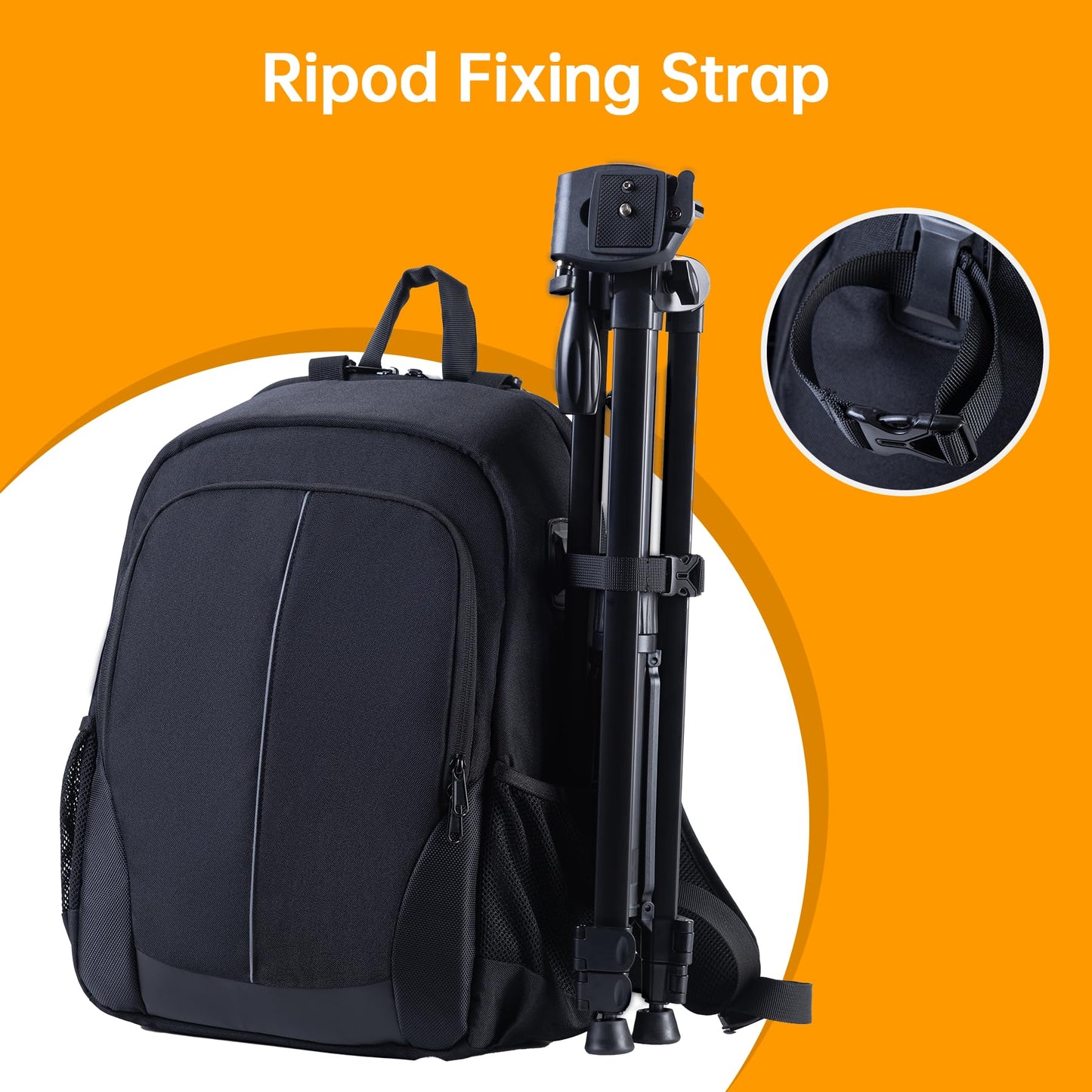 Camera Backpack Professional Camera Bag Waterproof Canvas Photography Backpack with Front Hard Shell&Laptop Compartment&Tripod Holder&Rain Cover Compatible with Canon/Nikon/Sony