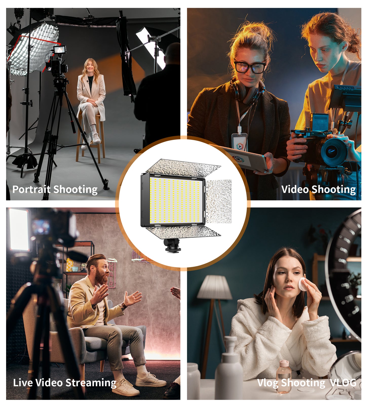 37W Video Light,520 LED Camera Light with Adjustable Sunshade,CRI>95 3200-5600K Portable Photography Lighting Suitable for Outdoor Photography Live Streaming Vlog