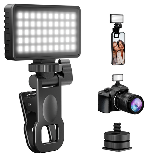 Small Selfie Light, Phone Light with Metal Hotshoe and Clip,40 LED Portable Rechargeable Single Color Video Light for Phones,iPhone, Laptops and Cameras, Selfie, Video Conference, TikTok