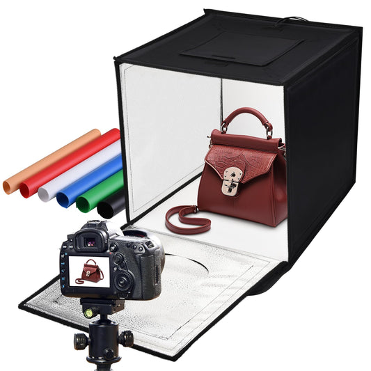 Photo Box Lightbox, Adjustable Color Temperature & Brightness Light Box Photography, Folding Portable Photography Shooting Tent, 6 Colors Backdrops, CRI97+