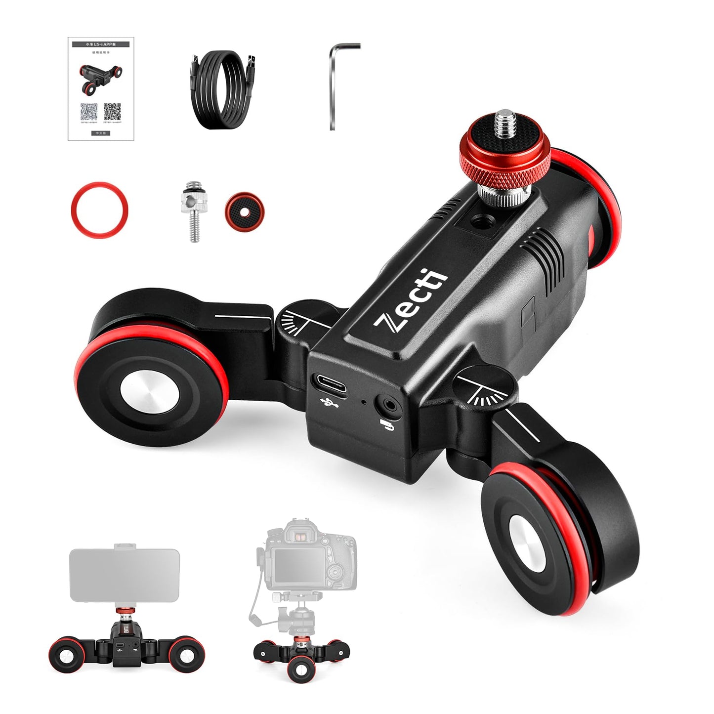 Camera Slider Dolly 【Upgraded Version】 Silent Movement 0-100 Speed Motorized Camera Slider Car with APP Control, Video Mode & Time Lapse Compatible with DSLR Camera, Camcorder, Gopro and Phone