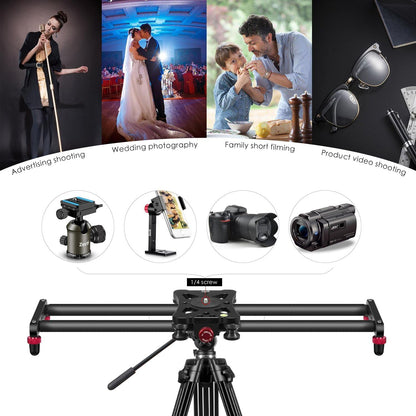 Camera Slider Adjustable Carbon Fiber Camera Dolly Track Slider Video Stabilizer Rail for Camera DSLR Video Movie Photography Camcorder Stabili & phone