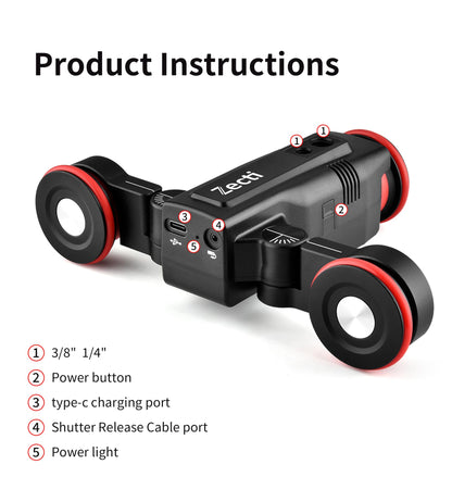 Camera Slider Dolly 【Upgraded Version】 Silent Movement 0-100 Speed Motorized Camera Slider Car with APP Control, Video Mode & Time Lapse Compatible with DSLR Camera, Camcorder, Gopro and Phone