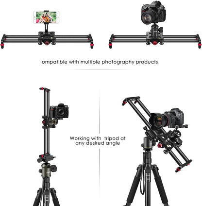 Camera Slider Adjustable Carbon Fiber Camera Dolly Track Slider Video Stabilizer Rail for Camera DSLR Video Movie Photography Camcorder Stabili & phone