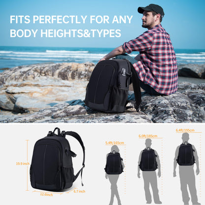 Camera Backpack Professional Camera Bag Waterproof Canvas Photography Backpack with Front Hard Shell&Laptop Compartment&Tripod Holder&Rain Cover Compatible with Canon/Nikon/Sony