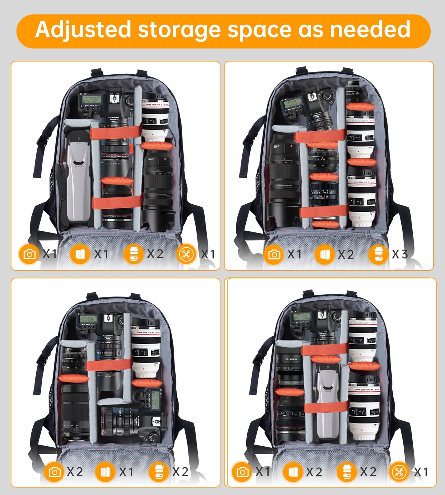Camera Backpack Professional Camera Bag Waterproof Canvas Photography Backpack with Front Hard Shell&Laptop Compartment&Tripod Holder&Rain Cover Compatible with Canon/Nikon/Sony