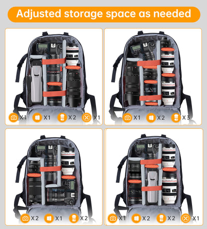 Camera Backpack Professional Camera Bag Waterproof Canvas Photography Backpack with Front Hard Shell&Laptop Compartment&Tripod Holder&Rain Cover Compatible with Canon/Nikon/Sony