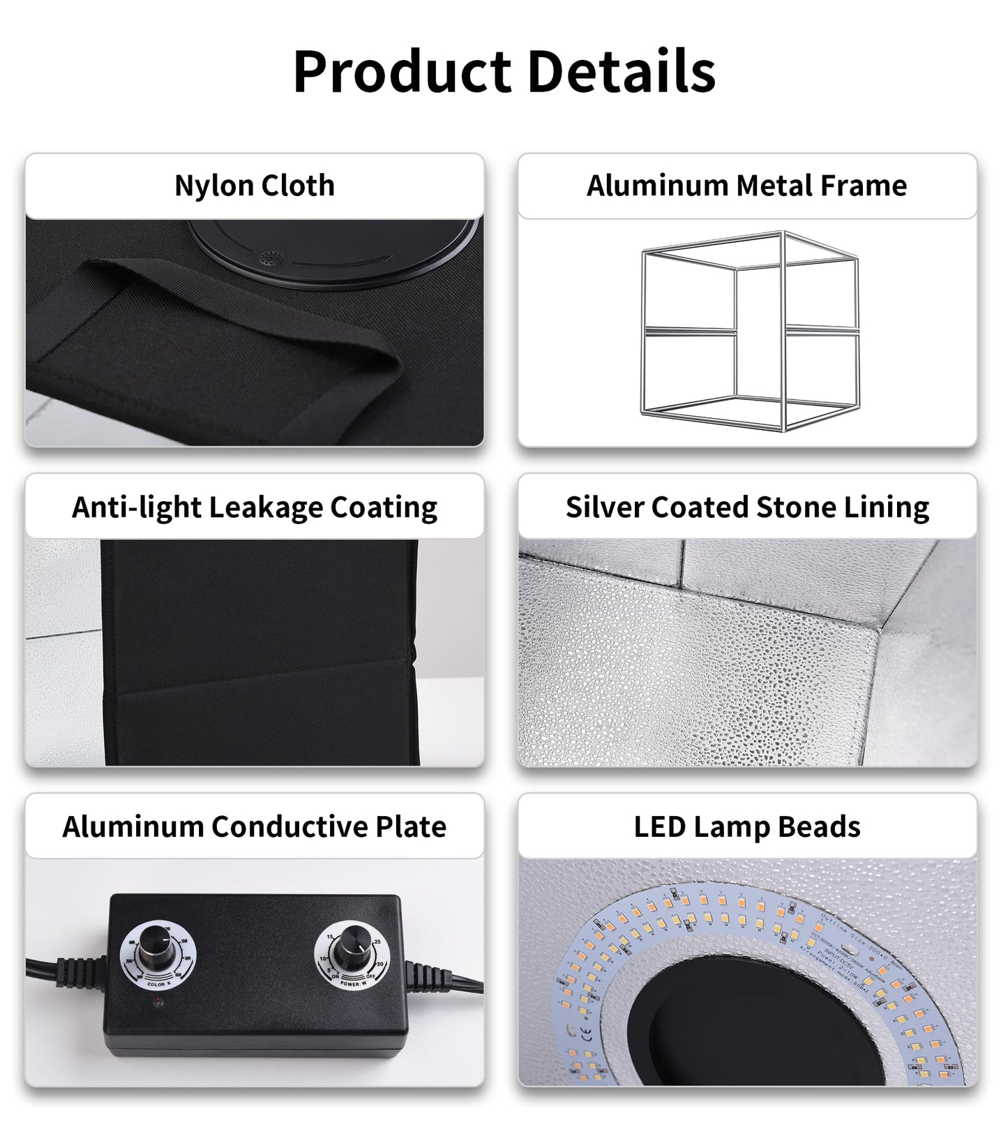 Light Box Photography Photo Shooting Tent kit,Portable Folding Photography Light Tent with CRI >95 120pcs LED Light & 6-Color Backgrounds