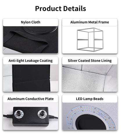 Light Box Photography Photo Shooting Tent kit,Portable Folding Photography Light Tent with CRI >95 120pcs LED Light & 6-Color Backgrounds