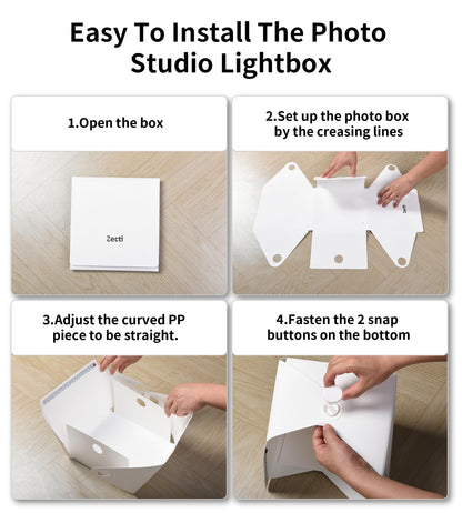 Light Box Photography Portable Folding Photography Light Tent Kit with LED Light 4 Colors Backgrounds for Necklaces, Rings, Watch, Cosmetics