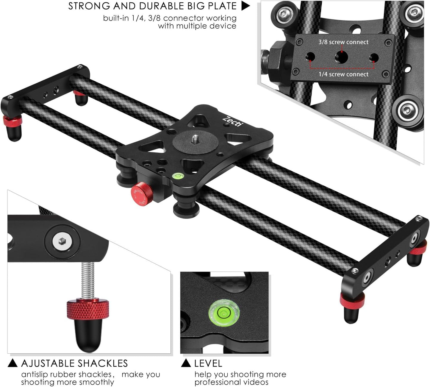 Camera Slider Adjustable Carbon Fiber Camera Dolly Track Slider Video Stabilizer Rail for Camera DSLR Video Movie Photography Camcorder Stabili & phone