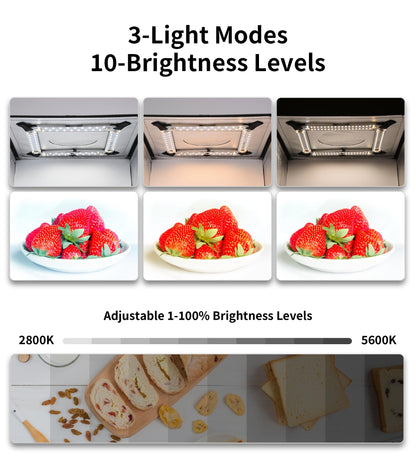 Photo Box Lightbox, Adjustable Color Temperature & Brightness Light Box Photography, Folding Portable Photography Shooting Tent, 6 Colors Backdrops, CRI97+