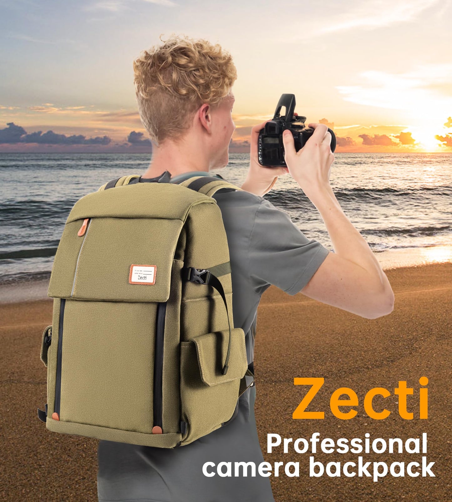 Camera Backpack Bag Waterproof for DSLR/SLR/Mirrorless Photography with Tripod Holder & Removable Modular Inserts & Laptop Compartment Compatible with Canon, Nikon, Sony, Fuji